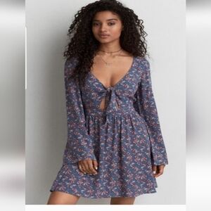 American Eagle Floral Blue Dress XS